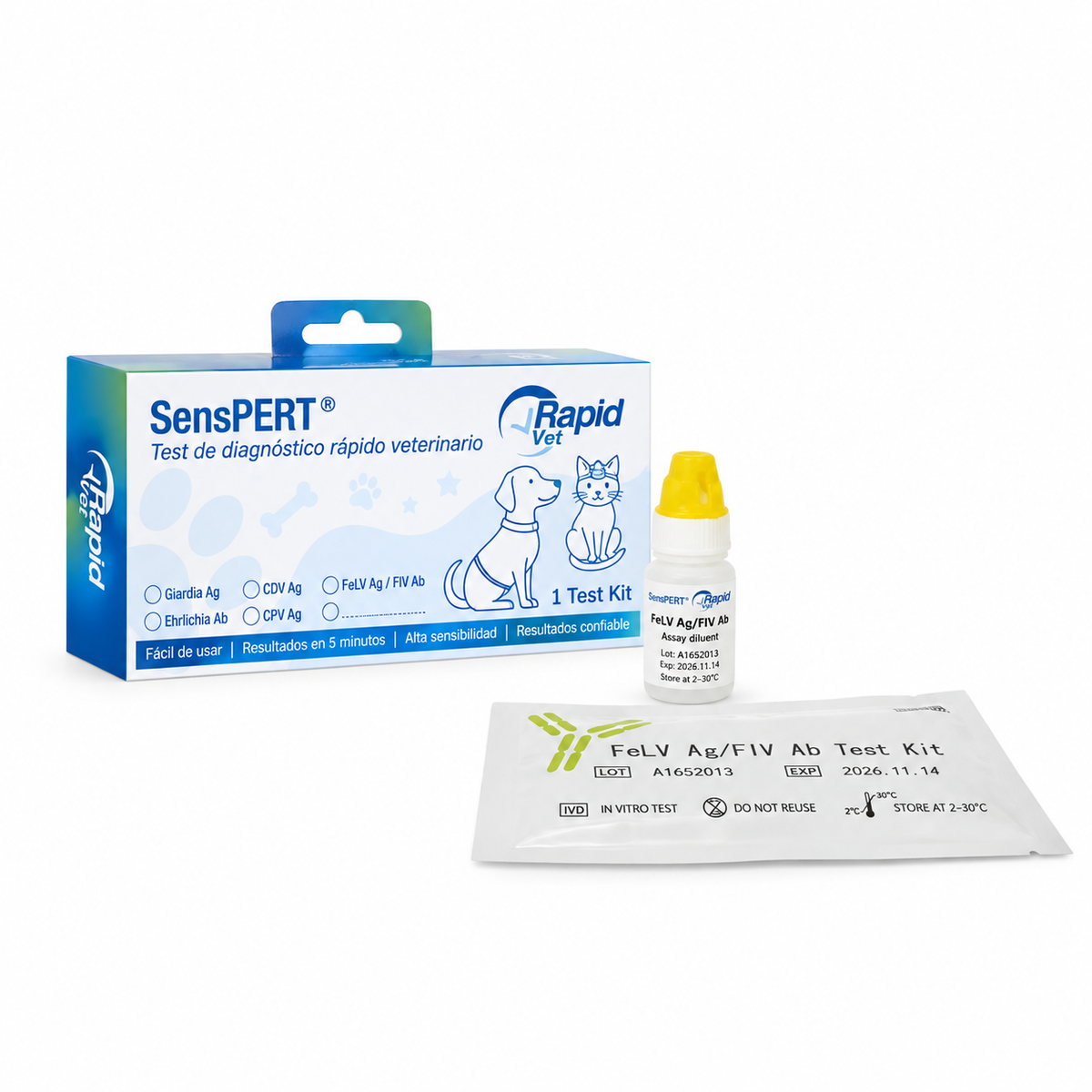 Test Inmunodeficiencia + Leucemia Felina - Sangre
