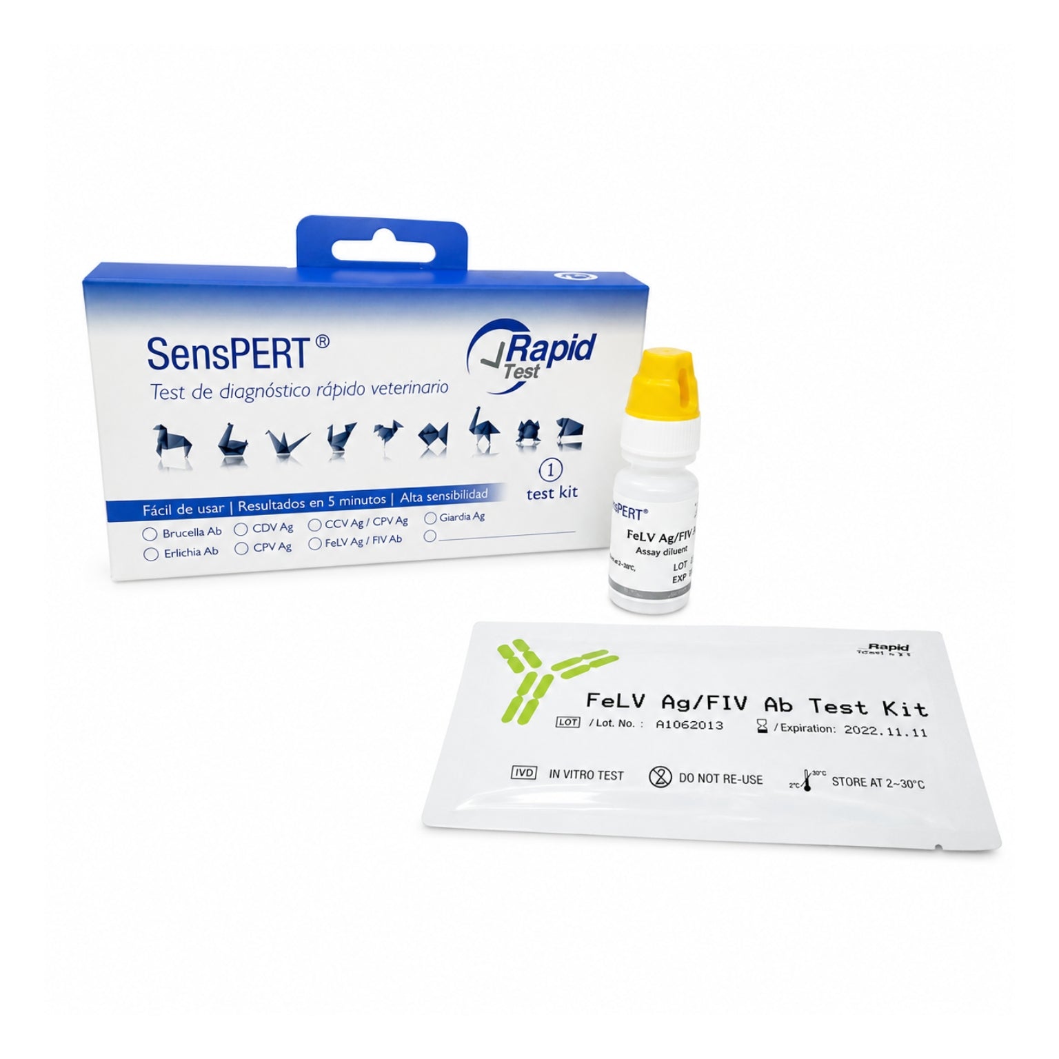 Test Inmunodeficiencia + Leucemia Felina en Sangre - Presentación del producto - RapidTest Chile